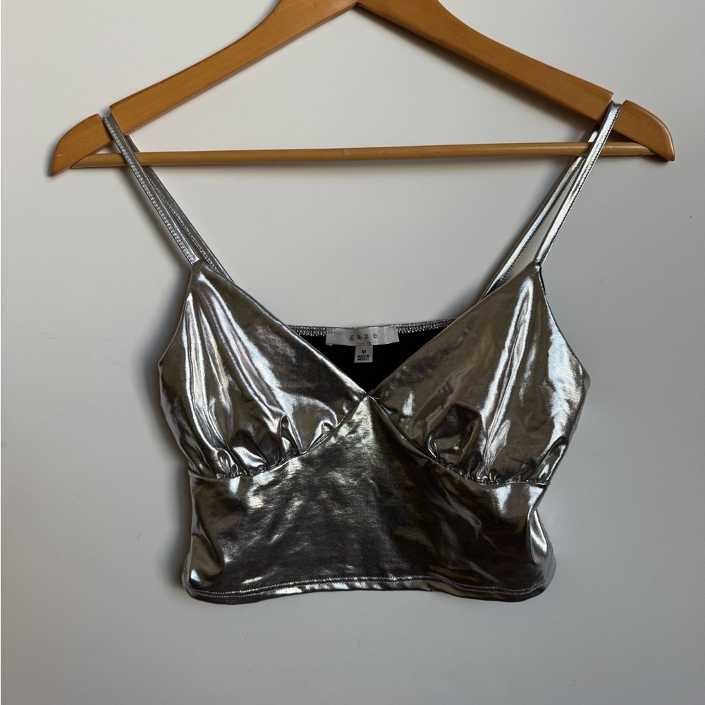 Gaze Silver Metallic Camisole Top